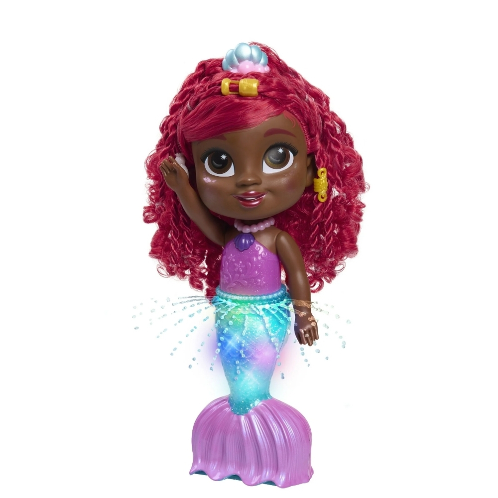 Splash And Glow Ariel Mermaid Doll with Red Hair and Colorful Tail